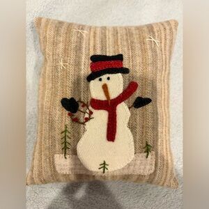 Holiday Snowman Accent Pillow - Beige with Red Scarf